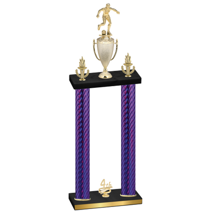 Double Purple Carbon Fiber Fourth Place Soccer Trophy