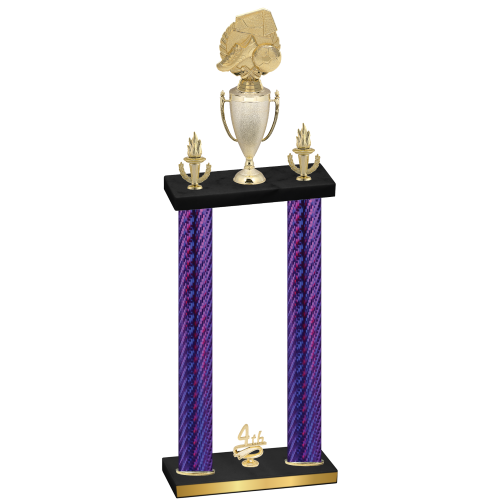 Double Purple Carbon Fiber Fourth Place Soccer Trophy