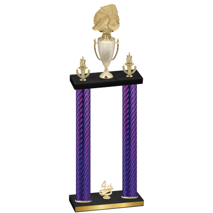 Double Purple Carbon Fiber Fourth Place Soccer Trophy