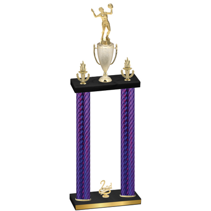 Double Purple Carbon Fiber Second Place Volleyball Trophy
