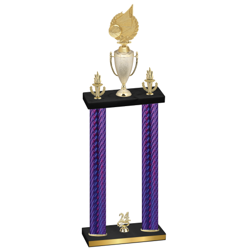 Double Purple Carbon Fiber Year Volleyball Trophy