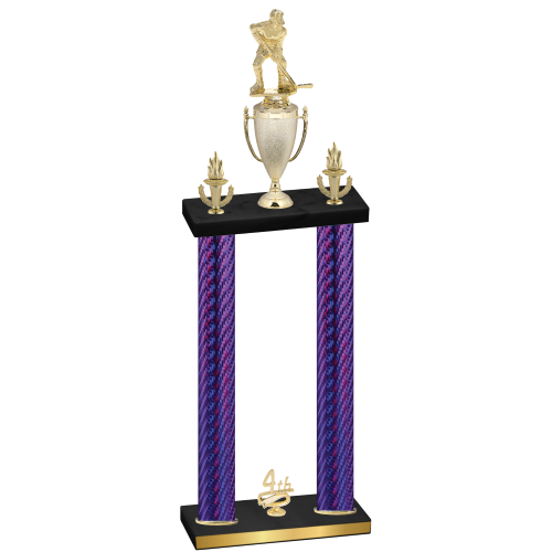 Double Purple Carbon Fiber Fourth Place Hockey Trophy
