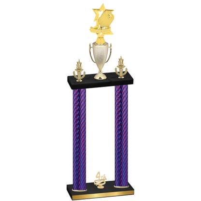 Double Purple Carbon Fiber Fourth Place Pickleball Trophy