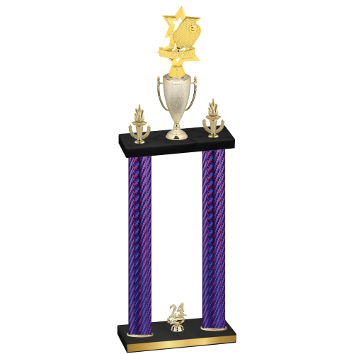 Double Purple Carbon Fiber Year Pickleball Trophy