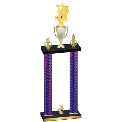 Double Purple Carbon Fiber Year Pickleball Trophy