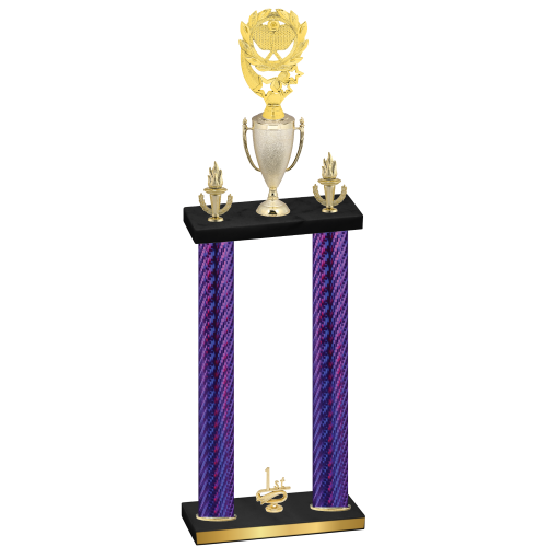Double Purple Carbon Fiber First Place Pickleball Trophy