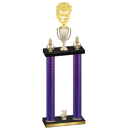 Double Purple Carbon Fiber Year Pickleball Trophy