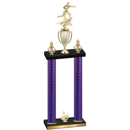 Double Purple Carbon Fiber Third Place Flag Football Trophy