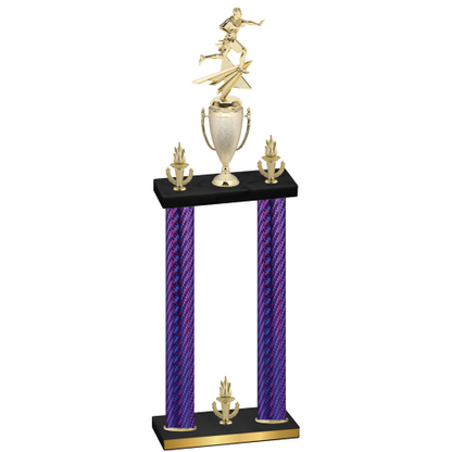 Double Purple Carbon Fiber Victory Flag Football Trophy