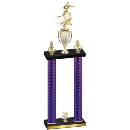 Double Purple Carbon Fiber Year Flag Football Trophy