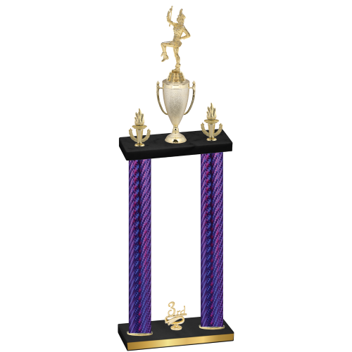 Double Purple Carbon Fiber Third Place Majorette Trophy