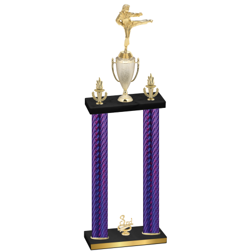 Double Purple Carbon Fiber Third Place Karate Trophy