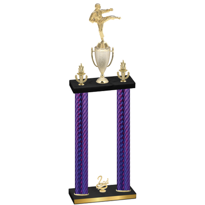 Double Purple Carbon Fiber Second Place Karate Trophy