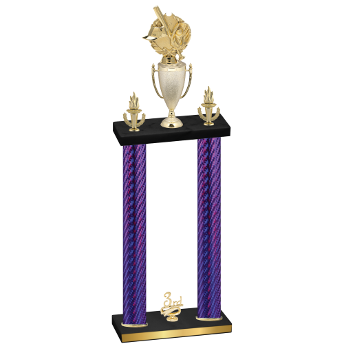 Double Purple Carbon Fiber Third Place Baseball Trophy