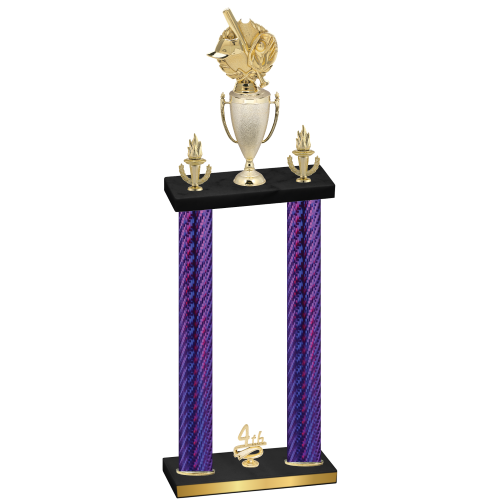 Double Purple Carbon Fiber Fourth Place Baseball Trophy
