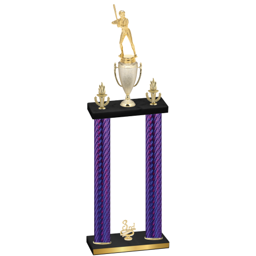 Double Purple Carbon Fiber Third Place Softball Trophy
