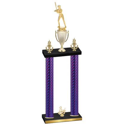 Double Purple Carbon Fiber Third Place Softball Trophy