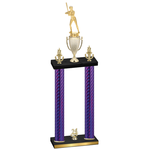Double Purple Carbon Fiber Year Softball Trophy