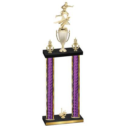 Double Purple Glacier First Place Flag Football Trophy