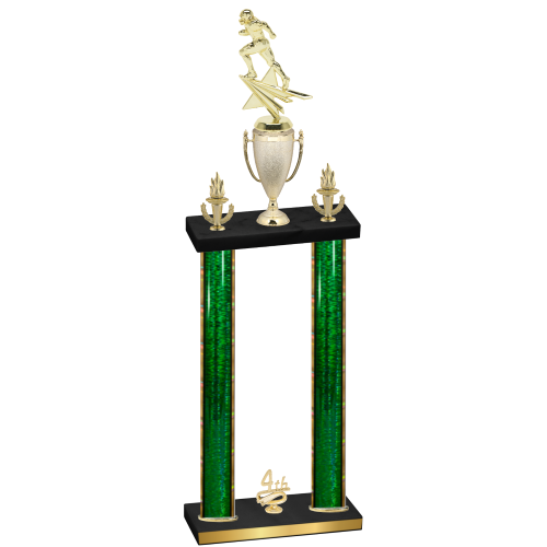 Double Green Glacier Fourth Place Football Trophy