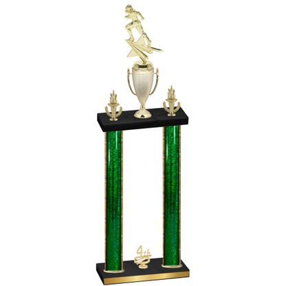 Double Green Glacier Fourth Place Football Trophy