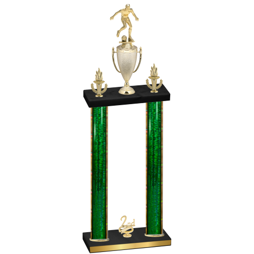 Double Green Glacier Second Place Soccer Trophy
