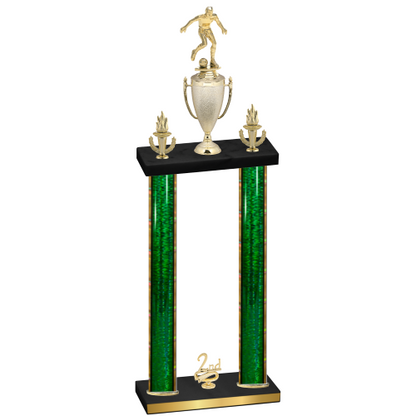 Double Green Glacier Second Place Soccer Trophy