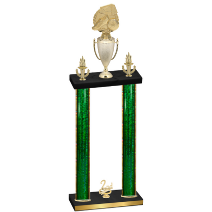 Double Green Glacier Second Place Soccer Trophy