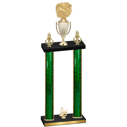 Double Green Glacier Third Place Cheerleading Trophy