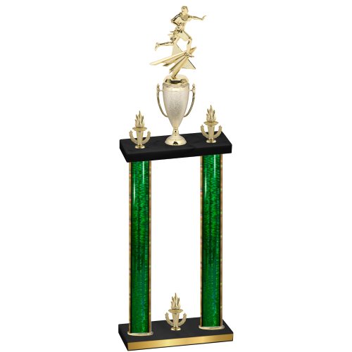 Double Green Glacier Victory Flag Football Trophy