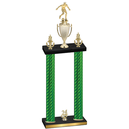 Double Green Carbon Fiber Year Soccer Trophy