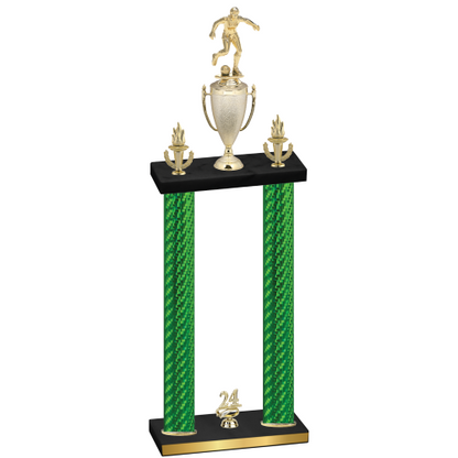 Double Green Carbon Fiber Year Soccer Trophy