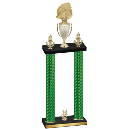 Double Green Carbon Fiber Year Soccer Trophy