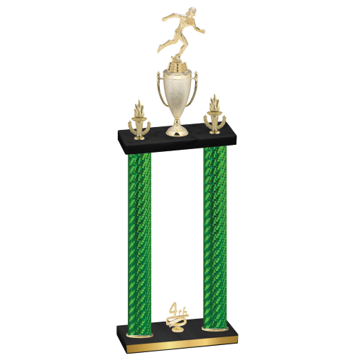 Double Green Carbon Fiber Fourth Place Running Trophy