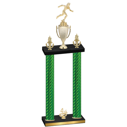 Double Green Carbon Fiber Fourth Place Running Trophy