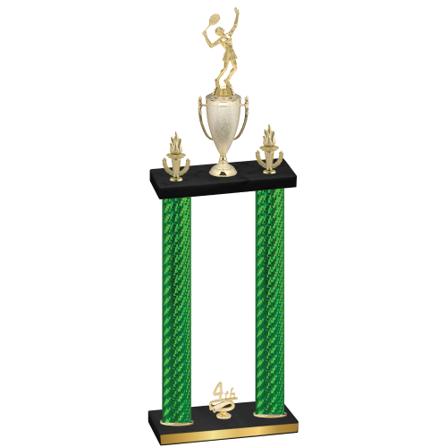 Double Green Carbon Fiber Fourth Place Tennis Trophy