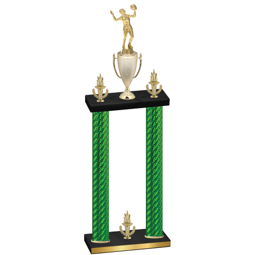 Double Green Carbon Fiber Victory Volleyball Trophy