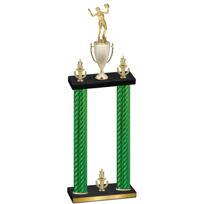 Double Green Carbon Fiber Victory Volleyball Trophy