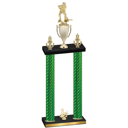 Double Green Carbon Fiber Third Place Hockey Trophy