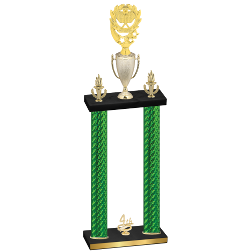 Double Green Carbon Fiber Fourth Place Pickleball Trophy