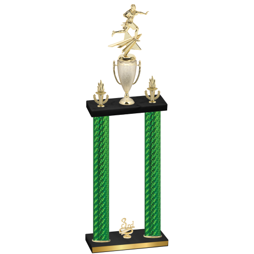 Double Green Carbon Fiber Third Place Flag Football Trophy