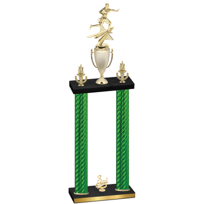 Double Green Carbon Fiber Third Place Flag Football Trophy