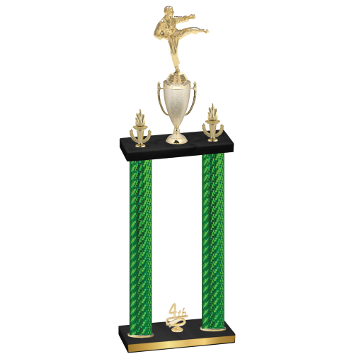 Double Green Carbon Fiber Fourth Place Karate Trophy