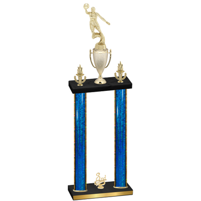 Double Blue Glacier Third Place Basketball Trophy