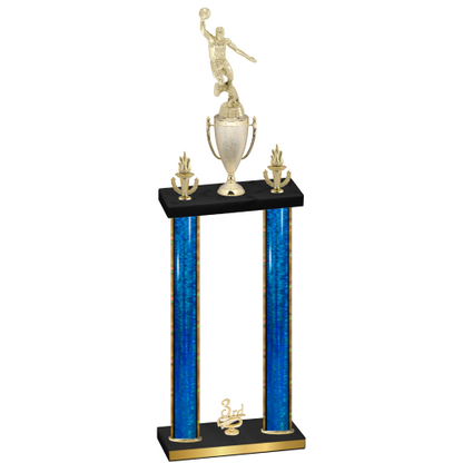 Double Blue Glacier Third Place Basketball Trophy