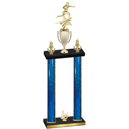 Double Blue Glacier Third Place Flag Football Trophy