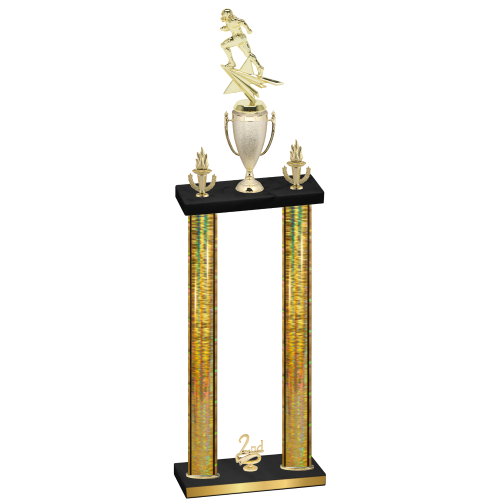 Double Gold Glacier Second Place Football Trophy