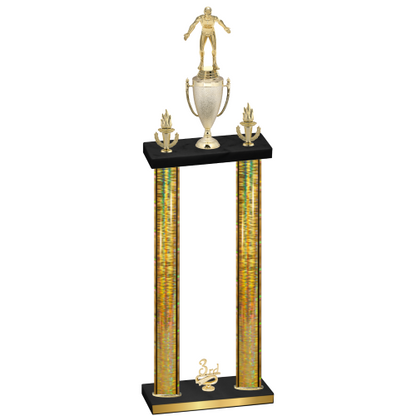 Double Gold Glacier Third Place Wrestling Trophy