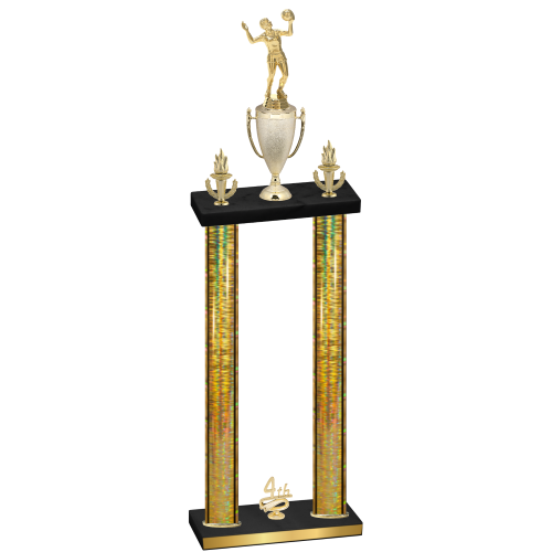 Double Gold Glacier Fourth Place Volleyball Trophy