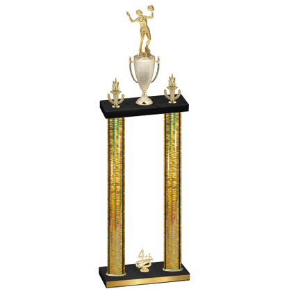 Double Gold Glacier Fourth Place Volleyball Trophy